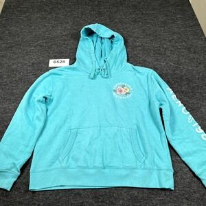 Aéropostale Hoodie Womens XL Teal Blue Floral Graphic Kangaroo Pocket Casual